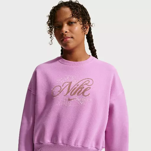 Nike Club Fleece recht sweatshirt met ronde hals voor meisjes - Paars