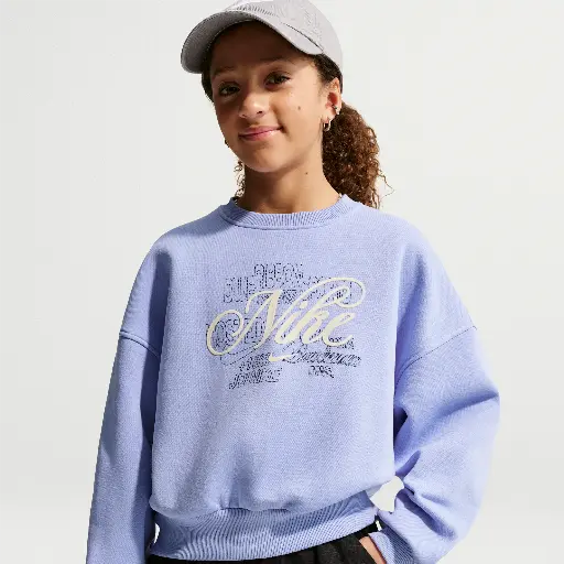 Nike Club Fleece recht sweatshirt met ronde hals voor meisjes - Paars