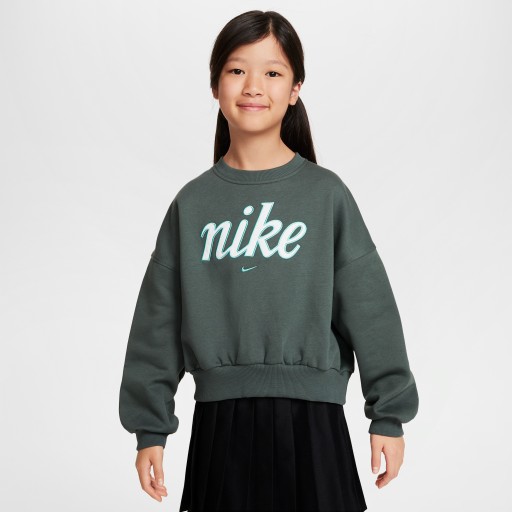 Nike Club Fleece sweatshirt met ronde hals en recht design voor meisjes - Groen