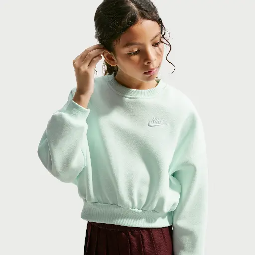 Nike Club Fleece sweatshirt met ronde hals en recht design voor meisjes - Groen