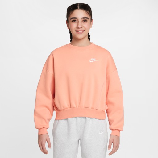 Nike Club Fleece sweatshirt met ronde hals en recht design voor meisjes - Oranje