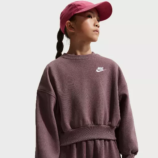 Nike Club Fleece sweatshirt met ronde hals en recht design voor meisjes - Paars
