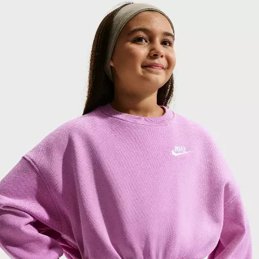 Nike Club Fleece sweatshirt met ronde hals en recht design voor meisjes - Paars