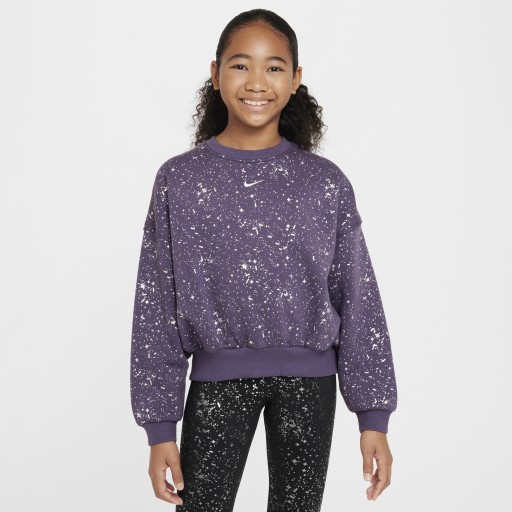 Nike Club Fleece sweatshirt met ronde hals voor meisjes - Paars