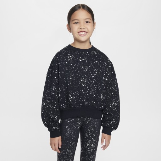 Nike Club Fleece sweatshirt met ronde hals voor meisjes - Zwart