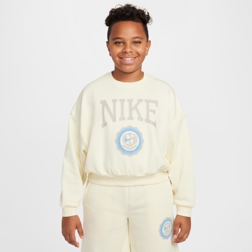 Nike Club sweatshirt van sweatstof met ronde hals voor meisjes - Wit