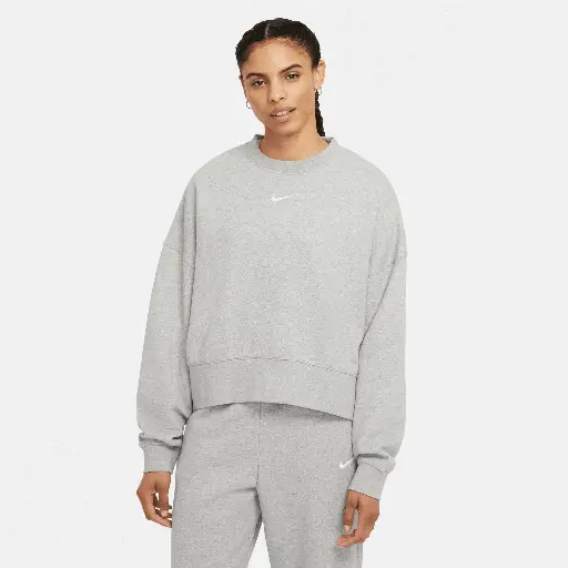 Nike Collection Essentials Oversized sweatshirt van fleece met ronde hals voor dames - Grijs
