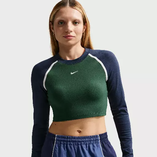 Nike cropped top met lange mouwen voor dames - Groen