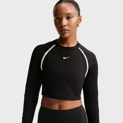 Nike cropped top met lange mouwen voor dames - Zwart