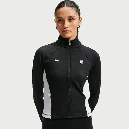 Nike damestop met rits over de hele lengte en lange mouwen - Zwart