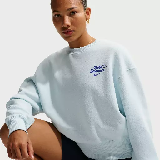 Nike Phoenix Fleece oversized sweatshirt met ronde hals voor dames - Blauw