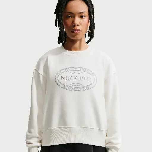 Nike Phoenix Fleece oversized sweatshirt met ronde hals voor dames - Wit