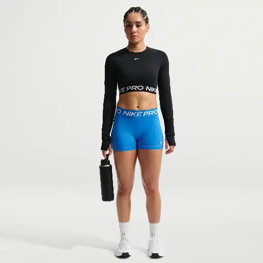 Nike Pro bikeshorts met halfhoge taille voor dames (8 cm) - Blauw