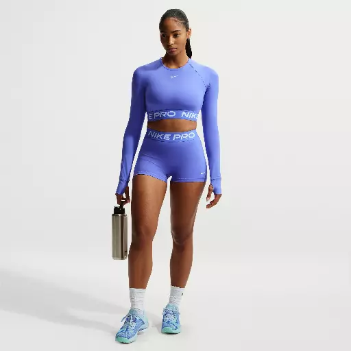 Nike Pro bikeshorts met halfhoge taille voor dames (8 cm) - Blauw