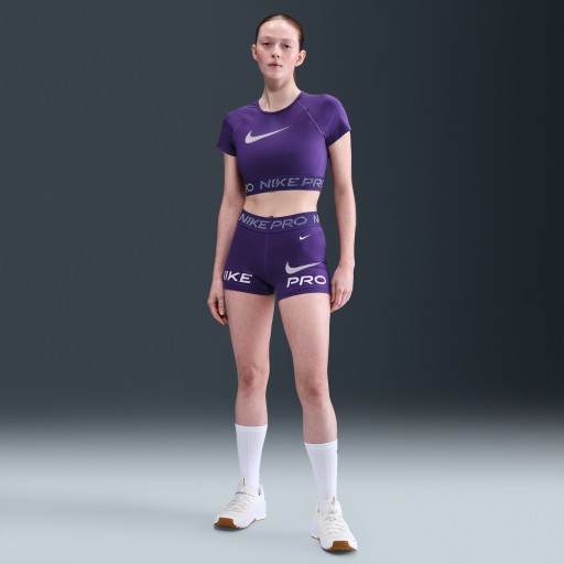 Nike Pro bikeshorts met halfhoge taille voor dames (8 cm) - Paars