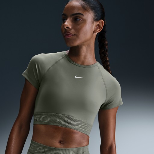 Nike Pro Dri-FIT korte damestop met korte mouwen en graphic - Groen