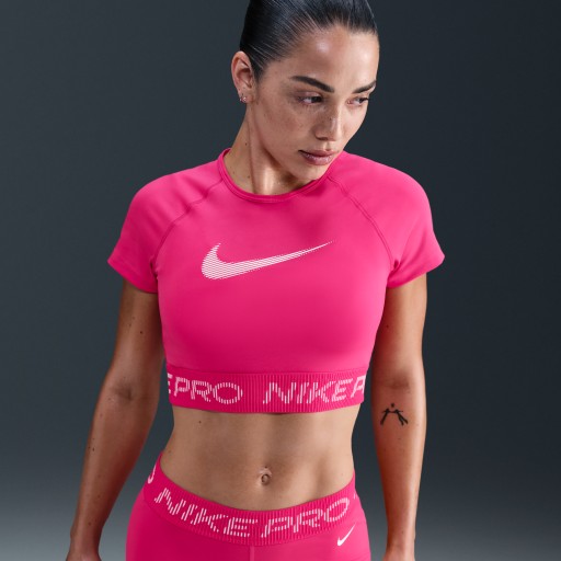 Nike Pro Dri-FIT korte damestop met korte mouwen en graphic - Roze