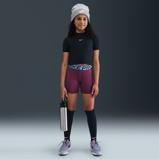 Nike Pro Dri-FIT shorts met glanzende accenten voor meisjes (8 cm) - Rood