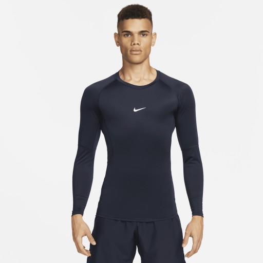 Nike Pro Dri-FIT strakke fitnesstop met lange mouwen voor heren - Blauw