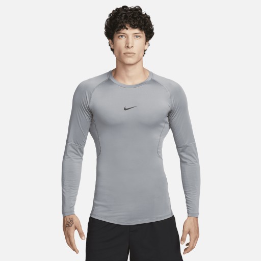 Nike Pro Dri-FIT strakke fitnesstop met lange mouwen voor heren - Grijs