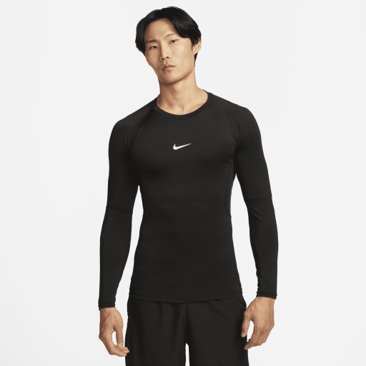 Nike Pro Dri-FIT strakke fitnesstop met lange mouwen voor heren - Zwart