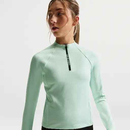 Nike Pro Dri-FIT top met halflange ritssluiting voor meisjes - Groen