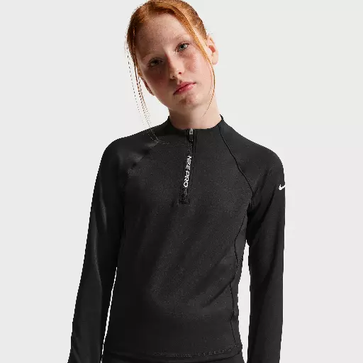 Nike Pro Dri-FIT top met halflange ritssluiting voor meisjes - Zwart