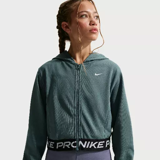 Nike Pro Fleece Dri-FIT hoodie met rits over de hele lengte voor meisjes - Grijs