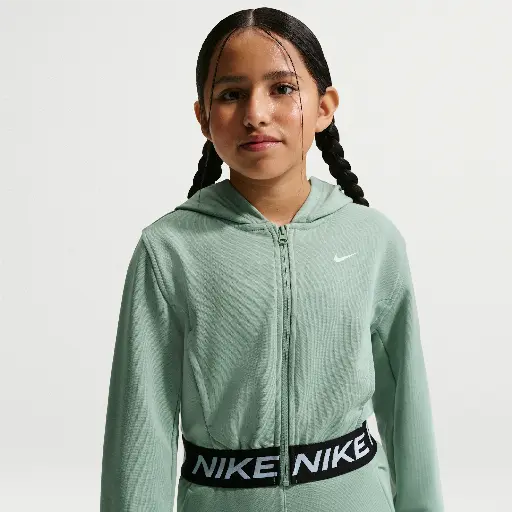 Nike Pro Fleece Dri-FIT hoodie met rits over de hele lengte voor meisjes - Groen