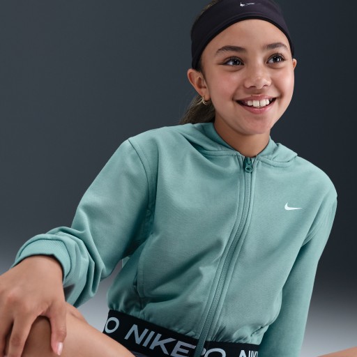 Nike Pro Fleece Dri-FIT hoodie met rits over de hele lengte voor meisjes - Groen