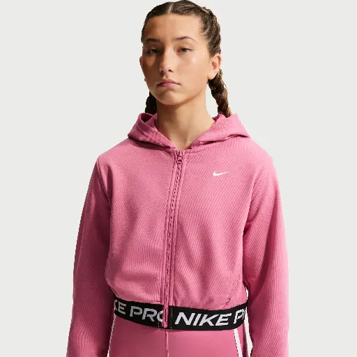 Nike Pro Fleece Dri-FIT hoodie met rits over de hele lengte voor meisjes - Roze