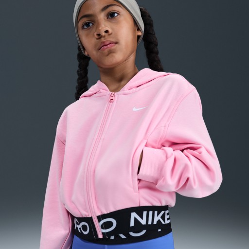 Nike Pro Fleece Dri-FIT hoodie met rits over de hele lengte voor meisjes - Roze