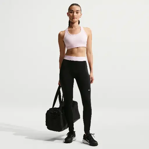 Nike Pro lange legging met halfhoge taille voor dames - Zwart