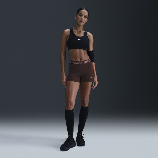 Nike Pro Leak Protection: Period bikeshorts met halfhoge taille voor dames (8 cm) - Bruin
