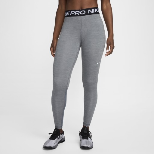 Nike Pro Legging met halfhoge taille en mesh vlakken voor dames - Grijs
