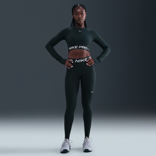 Nike Pro Legging met halfhoge taille en mesh vlakken voor dames - Groen