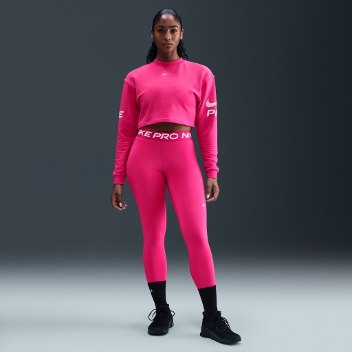 Nike Pro Legging met halfhoge taille en mesh vlakken voor dames - Roze