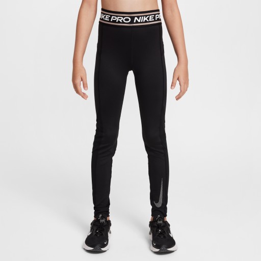 Nike Pro legging met halfhoge taille voor meisjes - Zwart