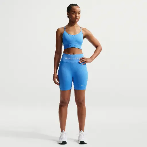 Nike Pro naadloze bikeshorts met hoge taille voor dames (13 cm) - Blauw