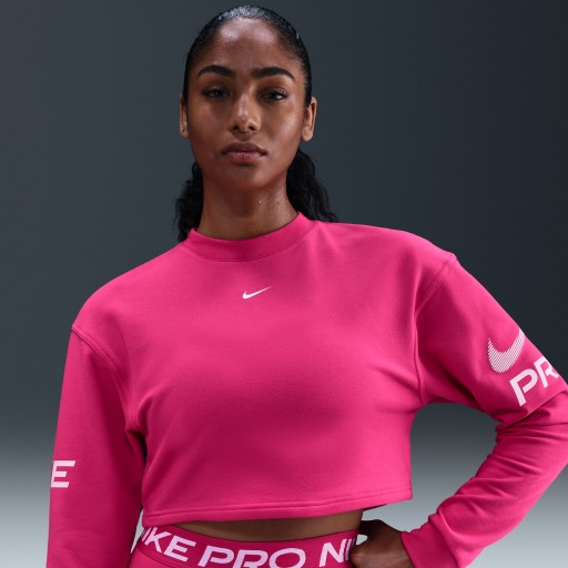 Nike Pro ruimvallend Dri-FIT sweatshirt met ronde hals van sweatstof - Roze