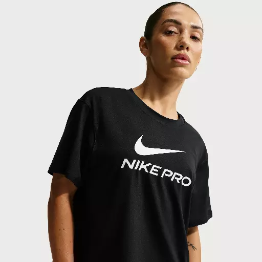 Nike Pro ruimvallend T-shirt voor dames - Zwart