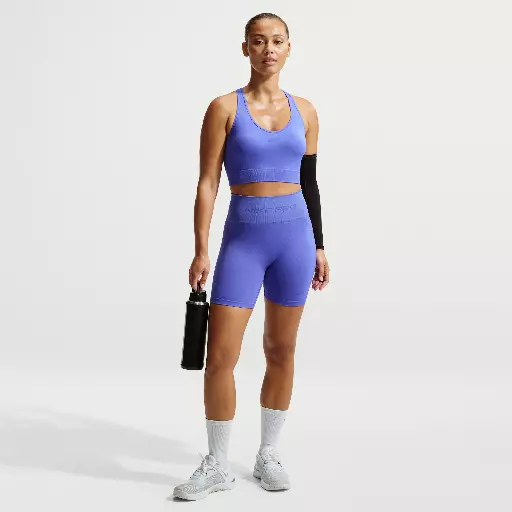 Nike Pro Seamless Dri-FIT bikeshorts met hoge taille voor dames (13 cm) - Blauw