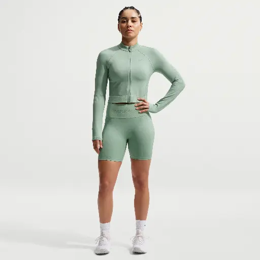 Nike Pro Seamless Dri-FIT bikeshorts met hoge taille voor dames (13 cm) - Groen