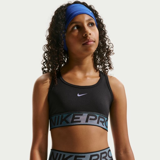 Nike Pro Swoosh sport-bh met glanzende accenten voor kids - Zwart