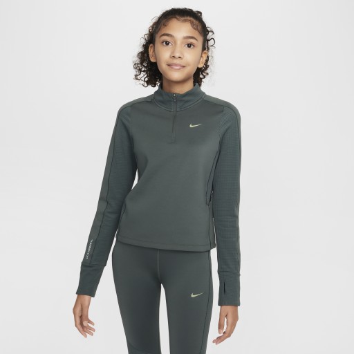 Nike Pro Therma-FIT top met korte rits voor meisjes - Groen