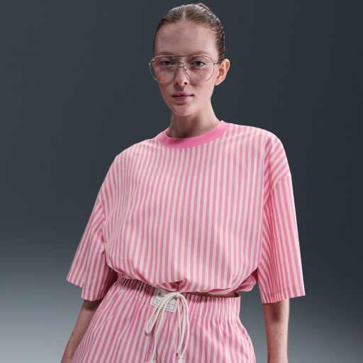 Nike Sportswear Chill Poplin rechte damestop met strepen - Roze