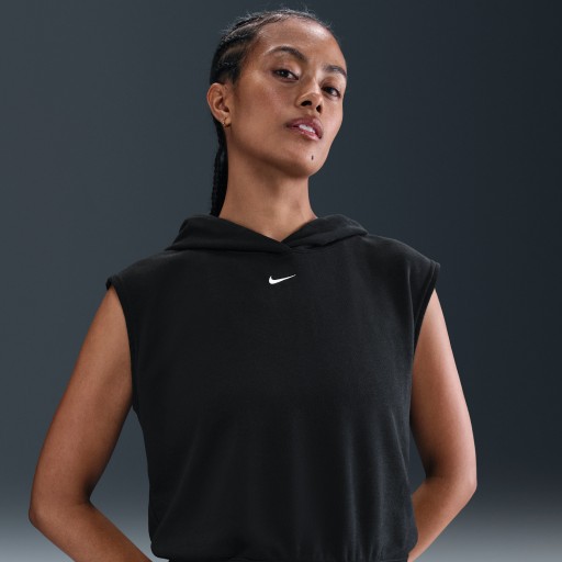Nike Sportswear Chill Terry korte dameshoodie van sweatstof met korte mouwen - Zwart