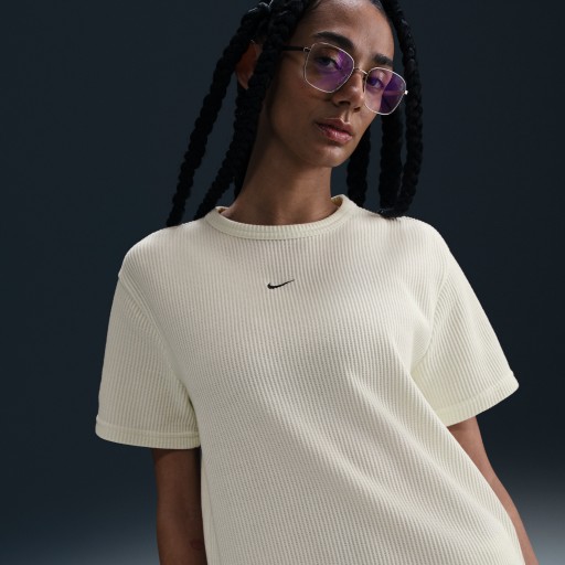 Nike Sportswear Chill Waffle ruimvallende damestop met korte mouwen - Wit