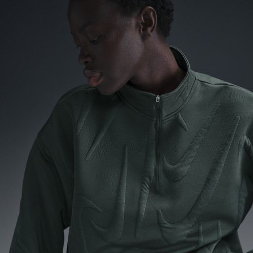 Nike Sportswear Collection oversized warm sweatshirt met logo en korte rits voor dames - Groen