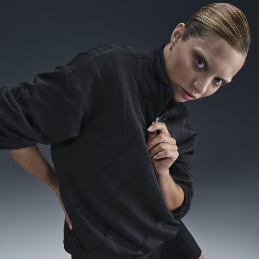 Nike Sportswear Collection oversized warm sweatshirt met logo en korte rits voor dames - Zwart